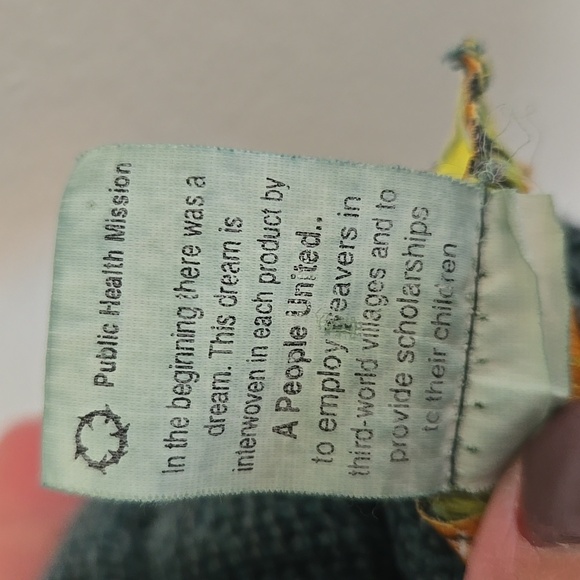 Tribe A People United Hand Woven Cotton Green Pants Size Large - Picture 6 of 6